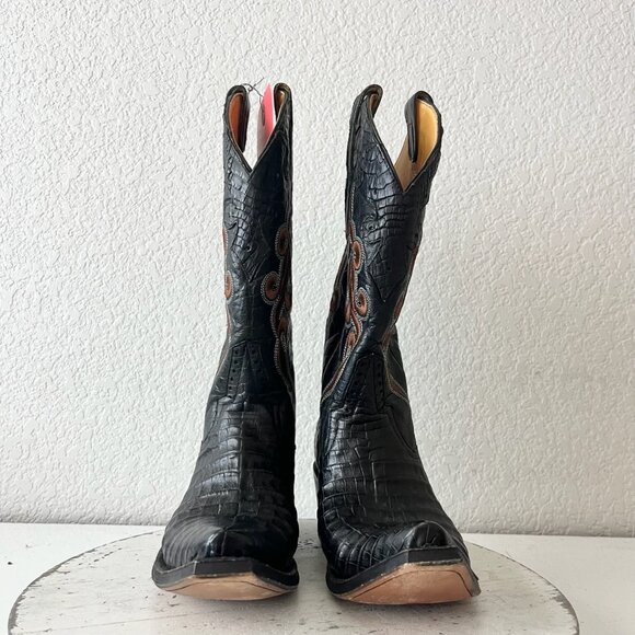 Rod Patrick Womens Cowboy Boots 6A Black Caiman Western Cowgirl Tall Pointed Toe - Picture 5 of 12